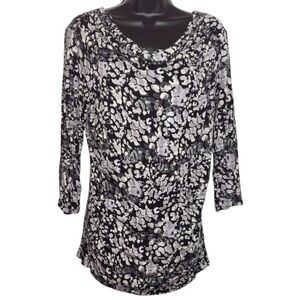 Rose & Olive Tunic Drape Neck Bracelet Sleeves Gathered Sides Women’s Size Large